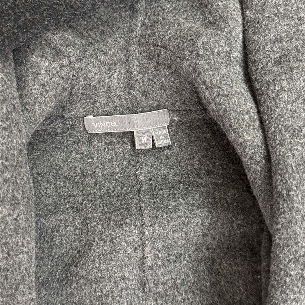 Vince Black & Gray Double Face Open Drape Hooded Wool Coat size Medium - Picture 8 of 10